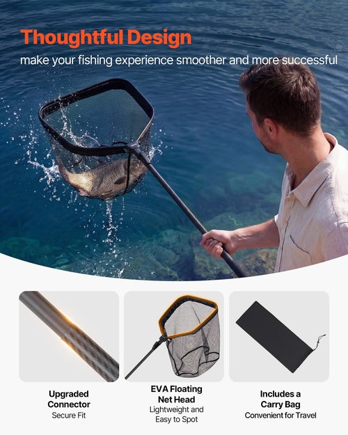 Red de pesca, sacadera plegable con mango telescópico, portátil