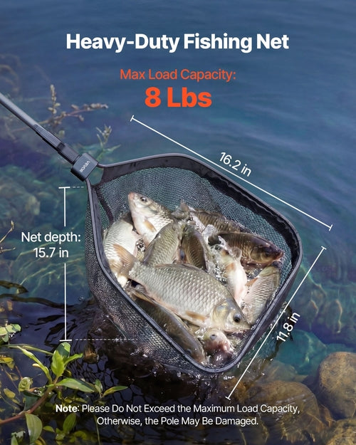 Red de pesca, sacadera plegable con mango telescópico, portátil